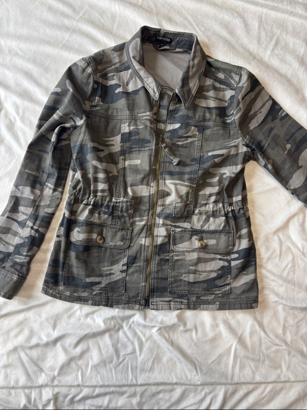 Express Olive & Gray Camo Utility Jacket